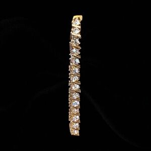 Vintage Gold Tennis Bracelet Faux Diamond Classic Link 7"